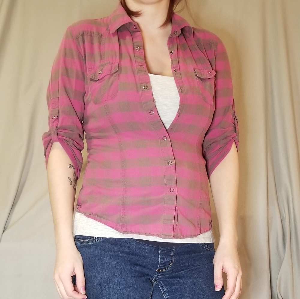 Nollie Pink Plaid Western Shirt